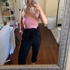 Shellsea Front-Tie High Waisted Black Pants